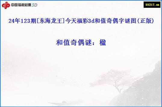 24年123期[东海龙王]今天福彩3d和值奇偶字谜图(正版)