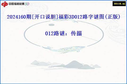 2024160期[开口说胆]福彩3D012路字谜图(正版)